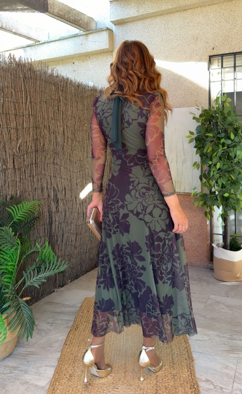 Vestido Lotus Verde Botella y Chocolate