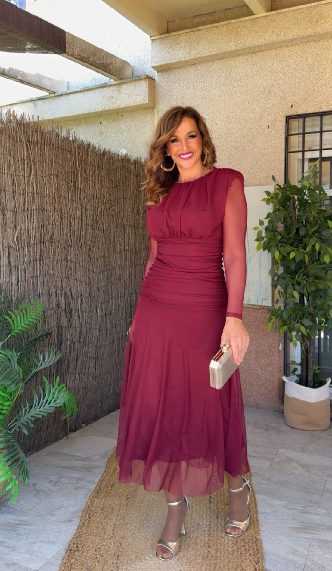Vestido Cornelia Liso Burdeos
