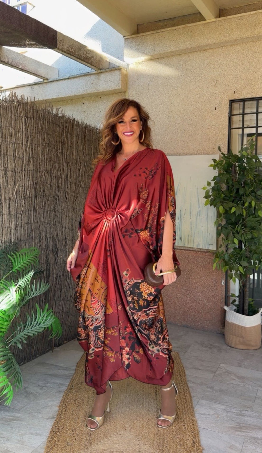 Vestido Túnica Zahara Burdeos Estampado