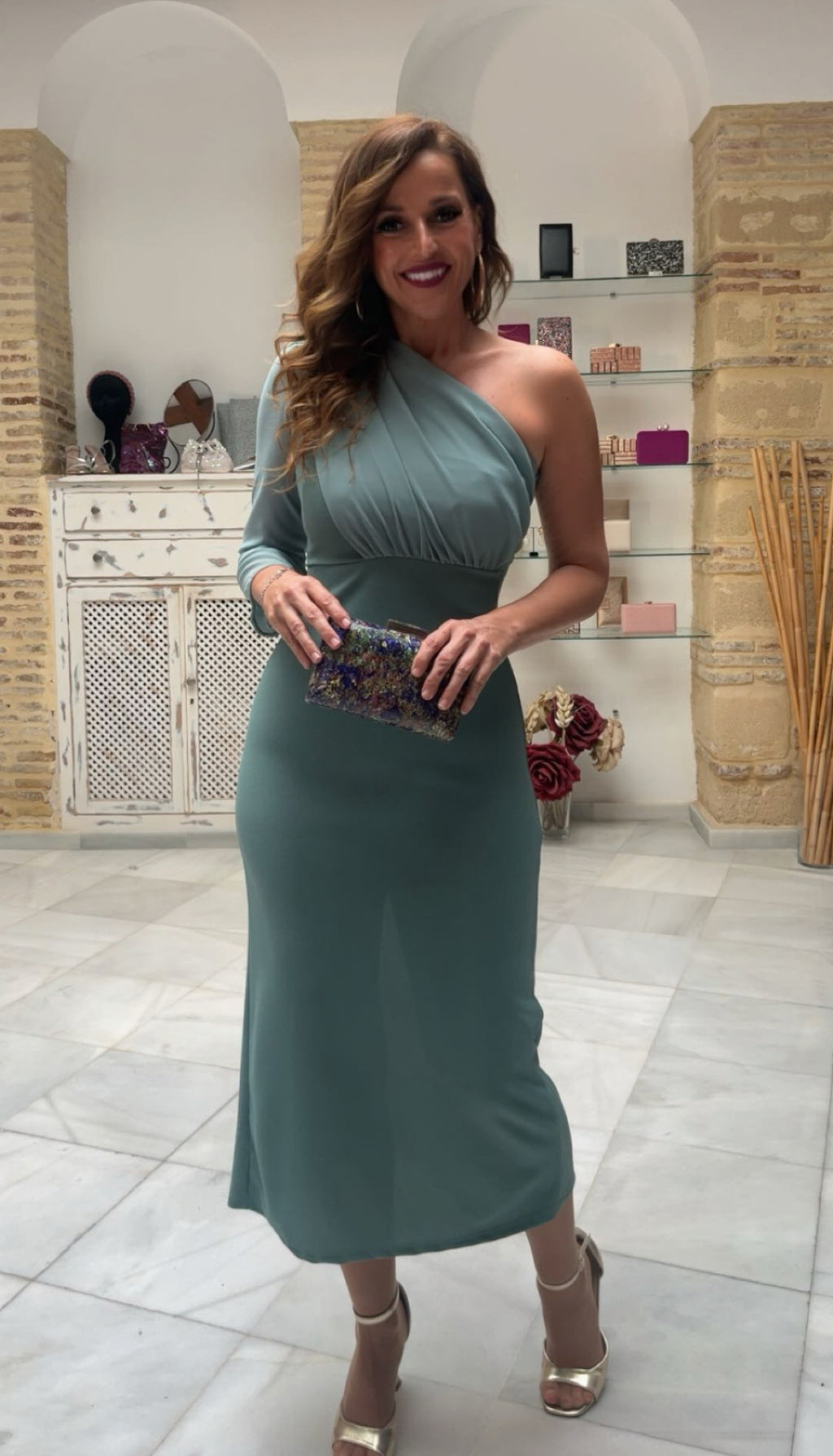 Vestido Ana Verde Empolvado