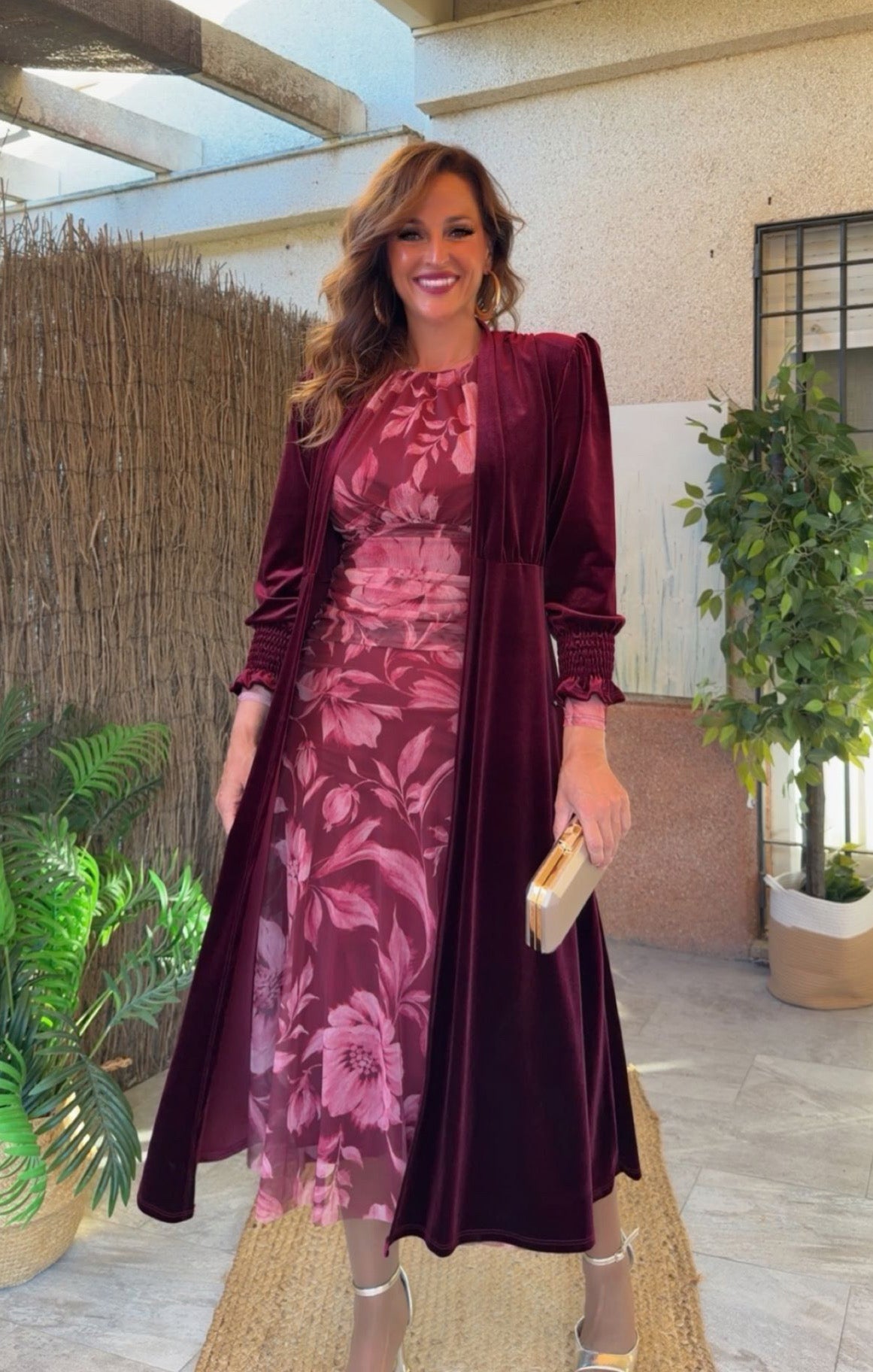 Vestido Cornelia Burdeos y Rosa