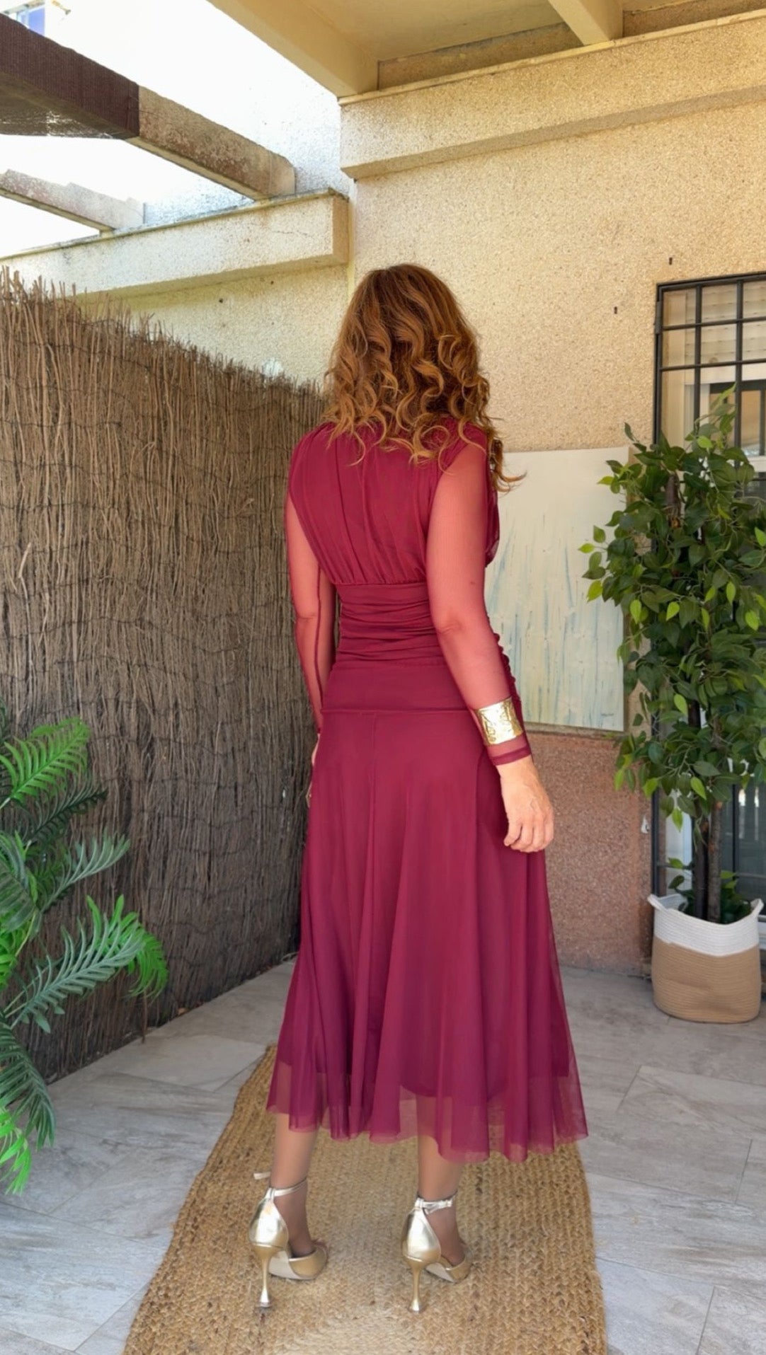 Vestido Cornelia Liso Burdeos