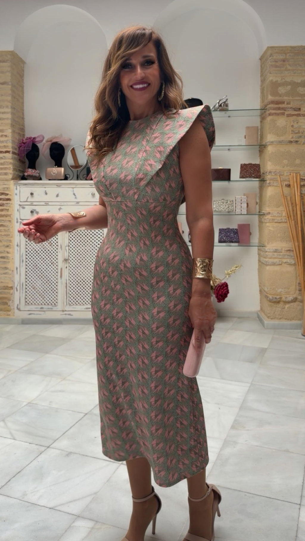 Vestido Aranza Verde y Rosa